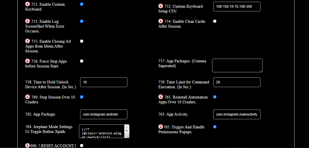 Account Advance Settings