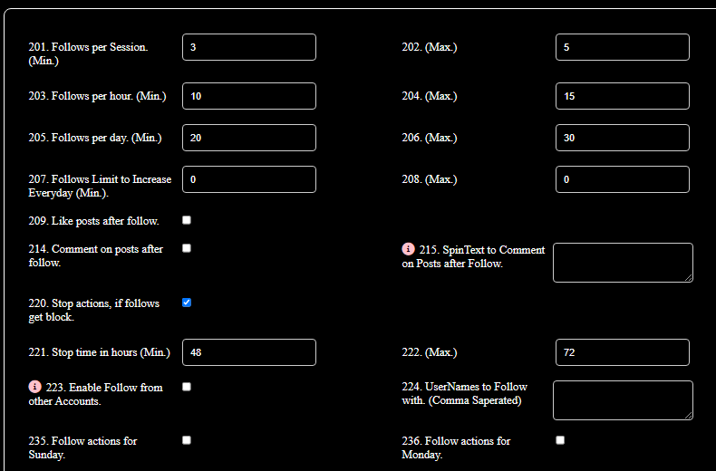 Follow Limit Settings