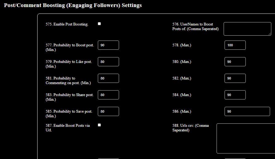 Engaging Followers Settings