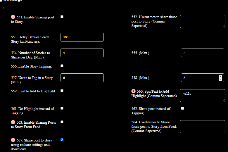 Post Sharing Settings