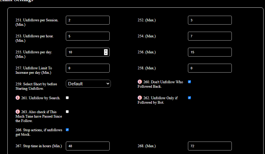 Unfollow Settings